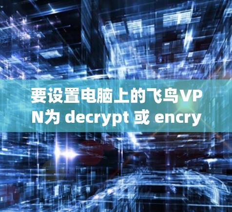 要设置电脑上的飞鸟VPN为 decrypt 或 encrypt 设置，请按照以下步骤进行