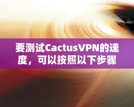 要测试CactusVPN的速度，可以按照以下步骤进行