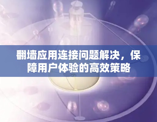翻墙应用连接问题解决，保障用户体验的高效策略