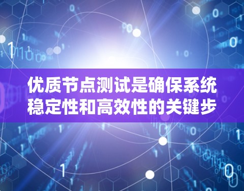优质节点测试是确保系统稳定性和高效性的关键步骤，涵盖了多个功能和性能测试，旨在发现潜在的问题并及时修复。以下是对优质节点测试的详细指南