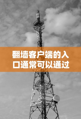翻墙客户端的入口通常可以通过以下方式访问