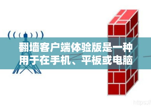 翻墙客户端体验版是一种用于在手机、平板或电脑上查看IP地址、下载资源或进行网kill操作的客户端。以下是一个基本的翻墙客户端体验版的介绍 翻墙客户端体验版是一种用于在手机、平板或电脑上查看IP地址、下载资源或进行网kill操作的客户端。以下是一个基本的翻墙客户端体验版的介绍